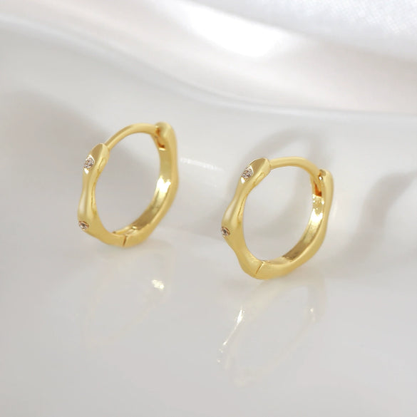 Copper Twisted Hoop Earrings Geometric Rhombus Style Electroplated Unisex