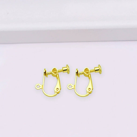 Copper U Shaped Adjustable Screw Ear Clip Converter With 18K Gold Filled Color Preserving Ear Needles And Electroplating Treatment For Diy Earrings