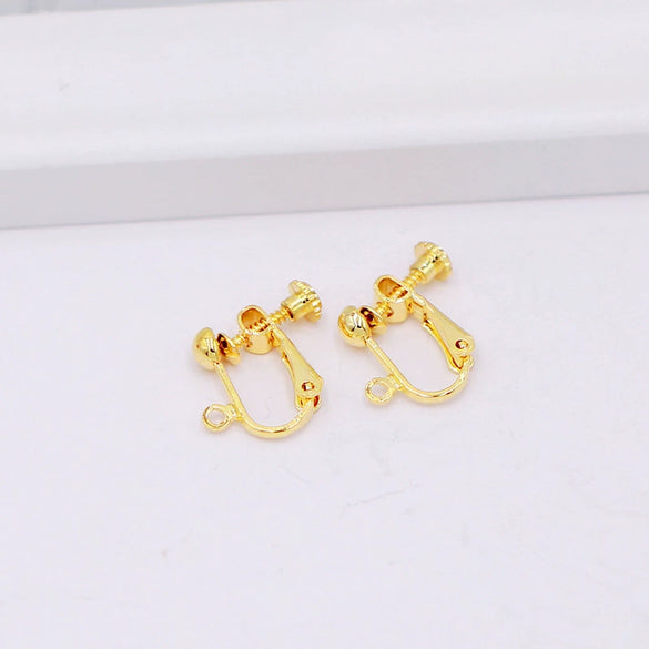 Copper U Shaped Adjustable Screw Ear Clip Converter With 18K Gold Filled Color Preserving Ear Needles And Electroplating Treatment For Diy Earrings