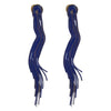 Copper Ushaped Chain Long Tassel Earrings With Geometric Pattern And Painting Treatment For Women