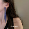 Copper Ushaped Chain Long Tassel Earrings With Geometric Pattern And Painting Treatment For Women