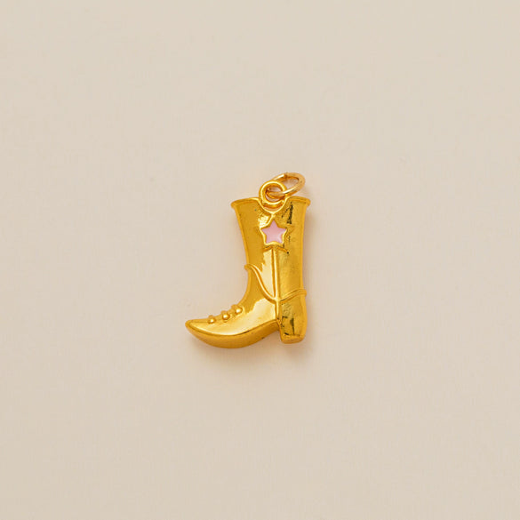 Copper Ushaped Zircon Pendant Electroplated Necklace With Cowboy Boots And Cowboy Hat Design