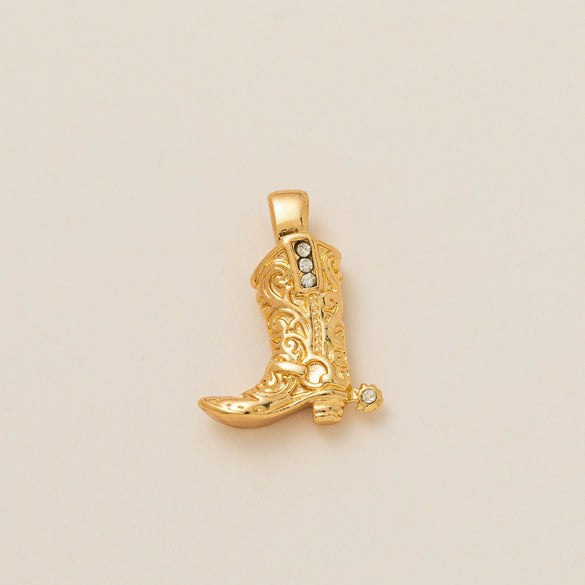 Copper Ushaped Zircon Pendant Electroplated Necklace With Cowboy Boots And Cowboy Hat Design