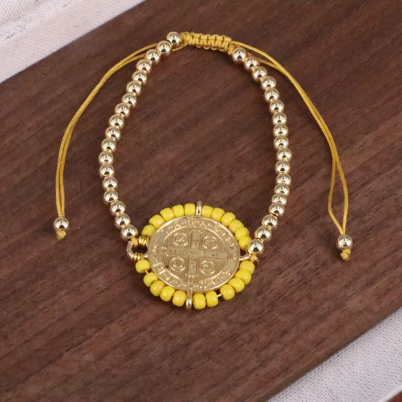 Copper Vacation Ethnic Style Simple Style Beaded Knitting Human Round Bracelets