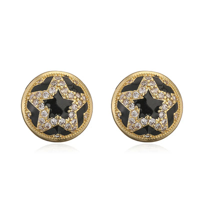 Copper Vintage Style Lady Classic Style Enamel Plating Inlay Round Star Snakeskin Zircon Rings Earrings