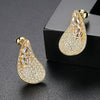 Copper Water Drop Earrings With Inlaid Zircon Elegant Sparkling Dangle Jewelry For Women Wholesale