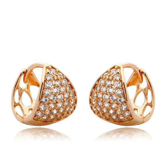 Copper Water Drop Zircon Earrings For Women Elegant Cutout Fashion Earrings With Diamondinlaid Craft