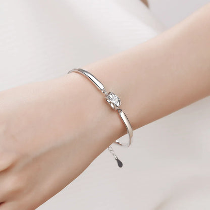 Copper White Gold Plated Basic Simple Style Commute Inlay Heart Shape Zircon Bangle