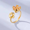 Copper White Gold Plated Gold Plated Plating Inlay Flower Glass Zircon Open Rings