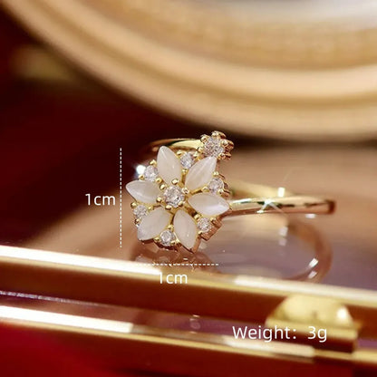 Copper White Gold Plated Gold Plated Plating Inlay Flower Glass Zircon Open Rings