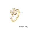 Copper White Gold Plated Gold Plated Plating Inlay Flower Glass Zircon Open Rings