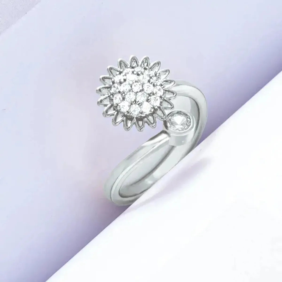 Copper White Gold Plated Gold Plated Plating Inlay Flower Glass Zircon Open Rings