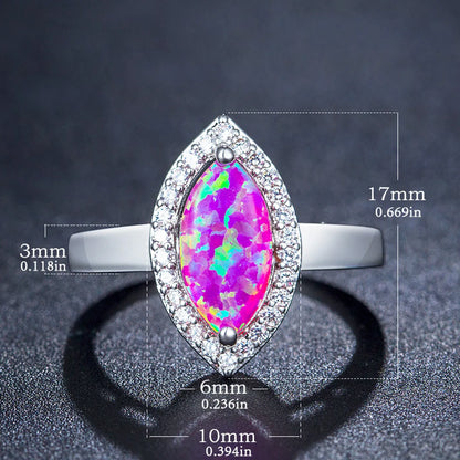 Copper White Gold Plated Gold Plated Plating Inlay Round Opal Zircon Rings