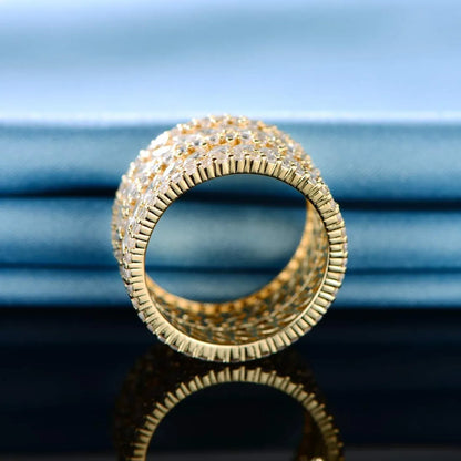 Copper White Gold Plated Gold Plated Plating Inlay Round Zircon Rings