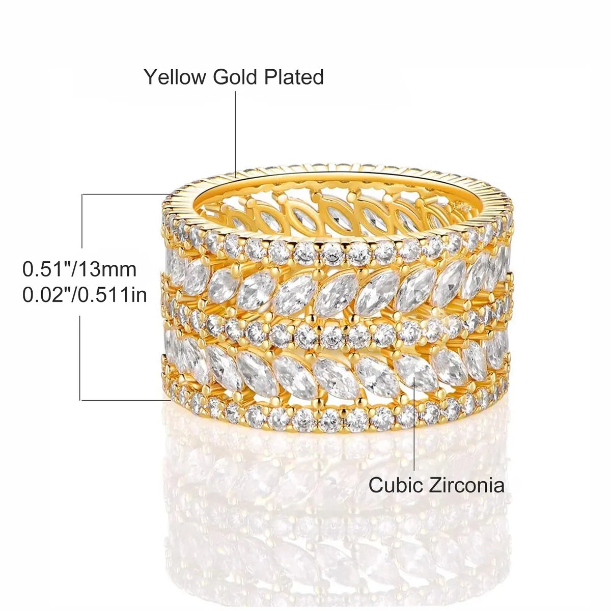 Copper White Gold Plated Gold Plated Plating Inlay Round Zircon Rings