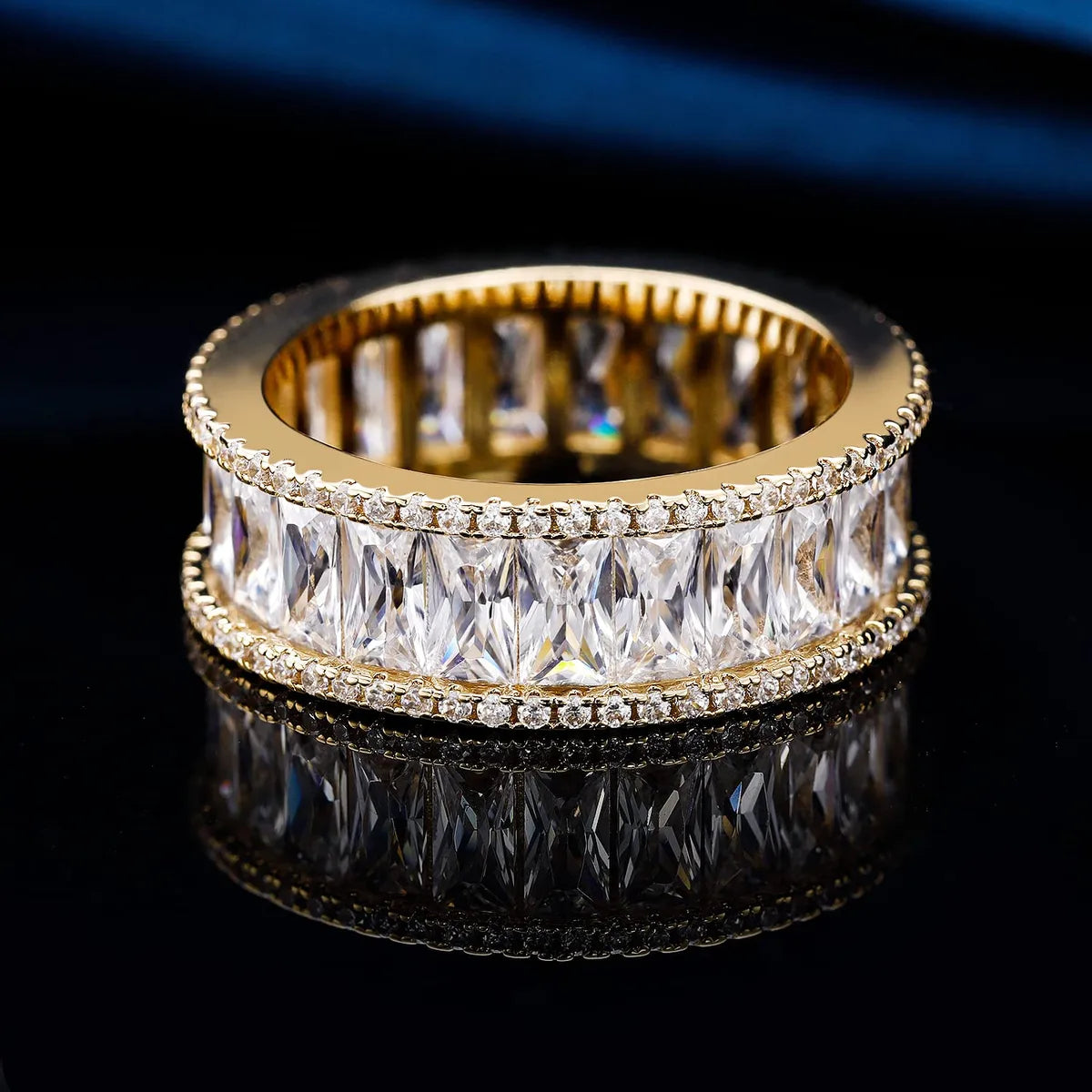 Copper White Gold Plated Gold Plated Plating Inlay Round Zircon Rings