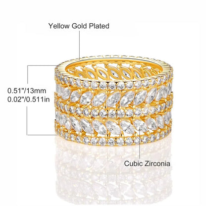 Copper White Gold Plated Gold Plated Plating Inlay Round Zircon Rings