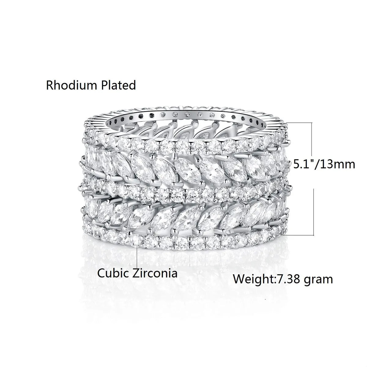 Copper White Gold Plated Gold Plated Plating Inlay Round Zircon Rings