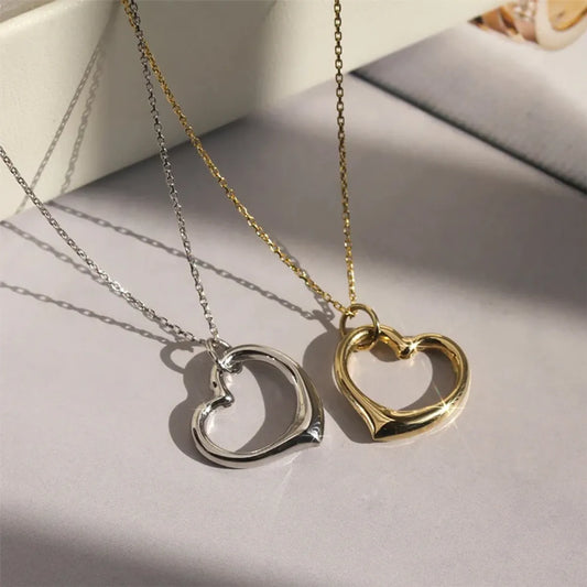 Copper White Gold Plated Gold Plated Simple Style Streetwear Heart Shape Pendant Necklace