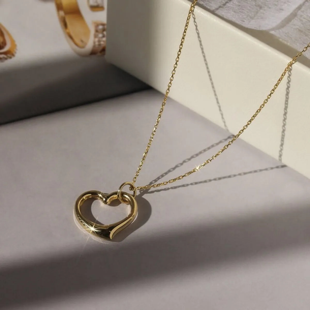 Copper White Gold Plated Gold Plated Simple Style Streetwear Heart Shape Pendant Necklace