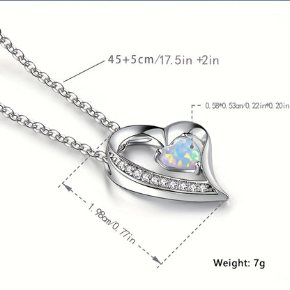 Copper White Gold Plated IG Style Simple Style Heart Shape Inlay Zircon Pendant Necklace