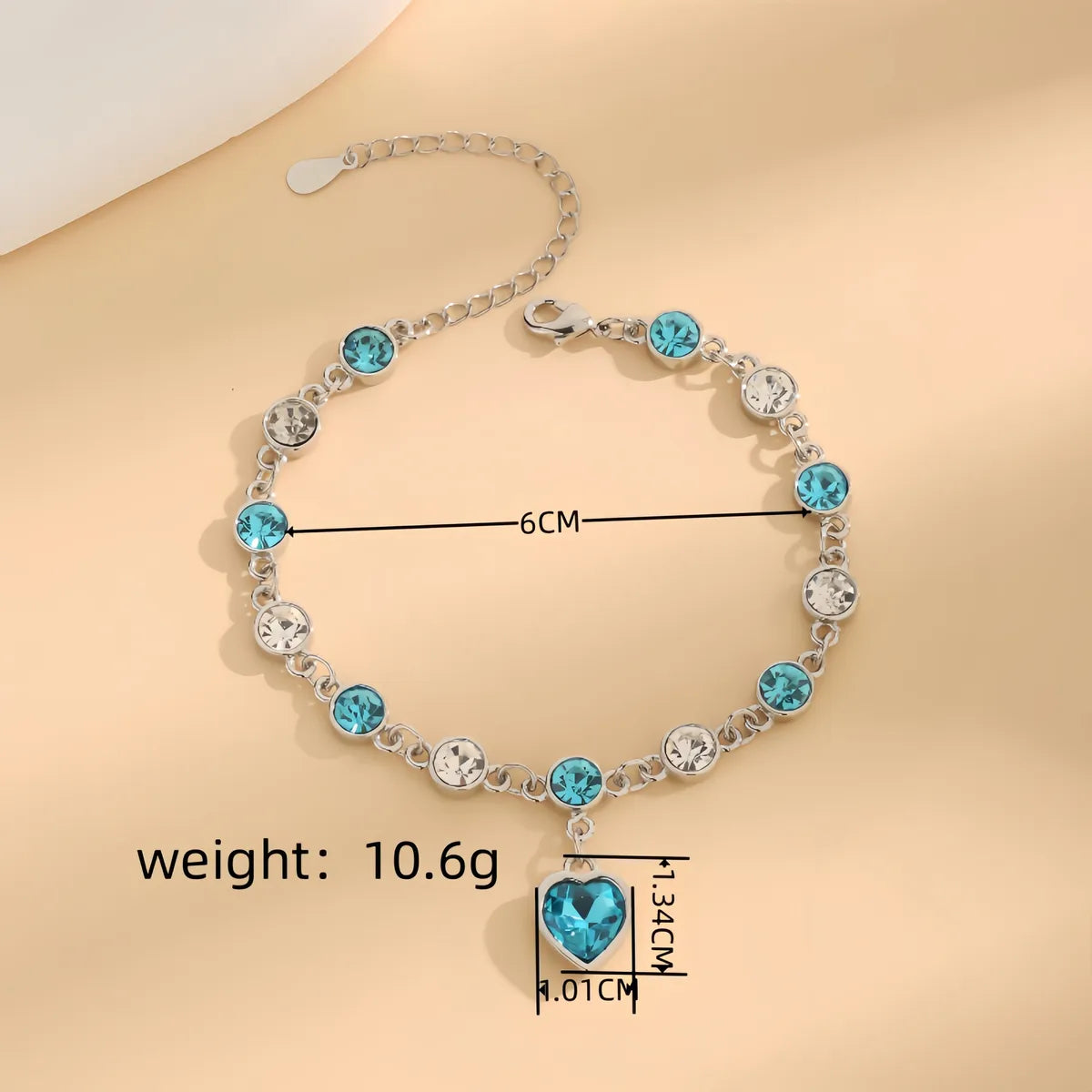 Copper White Gold Plated Inlay Round Heart Shape Zircon Bracelets