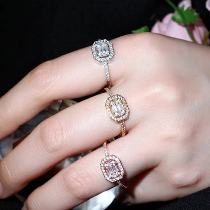 Copper White Gold Plated Plating Inlay Gem Zircon Rings