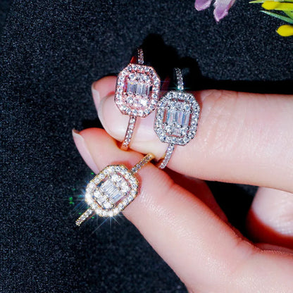 Copper White Gold Plated Plating Inlay Gem Zircon Rings