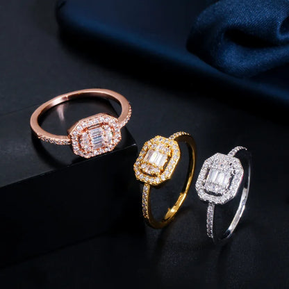 Copper White Gold Plated Plating Inlay Gem Zircon Rings