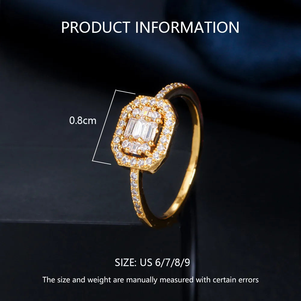 Copper White Gold Plated Plating Inlay Gem Zircon Rings