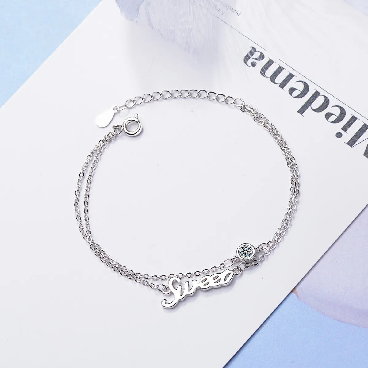 Copper White Gold Plated Simple Style Classic Style Commute Inlay Letter Zircon Bracelets