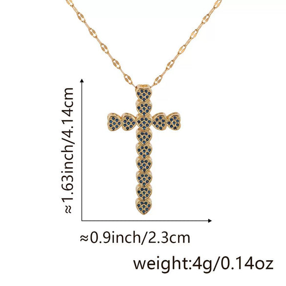 Copper Zircon Cross Pendant Lip Chain Fashion Jewelry For Women Geometric Style