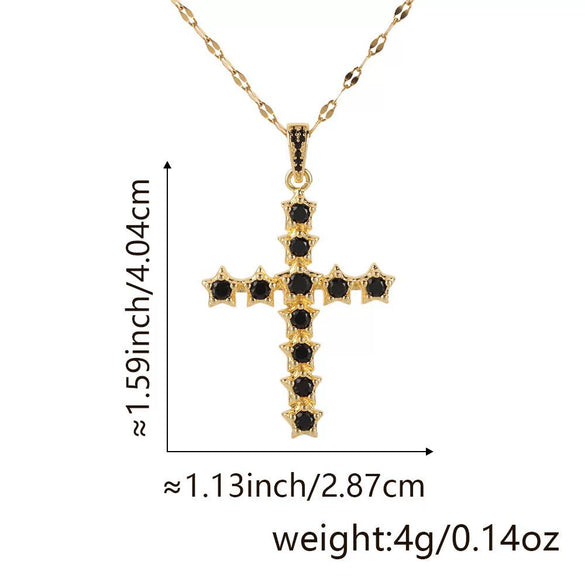 Copper Zircon Cross Pendant Lip Chain Fashion Jewelry For Women Geometric Style