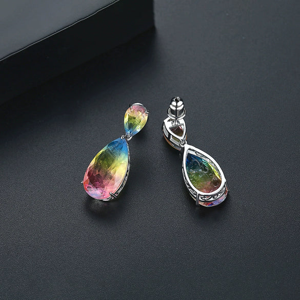 Copper Zircon Drop Earrings Fashionable Dangle Ear Jewelry For Party And Formal Dress Accessories