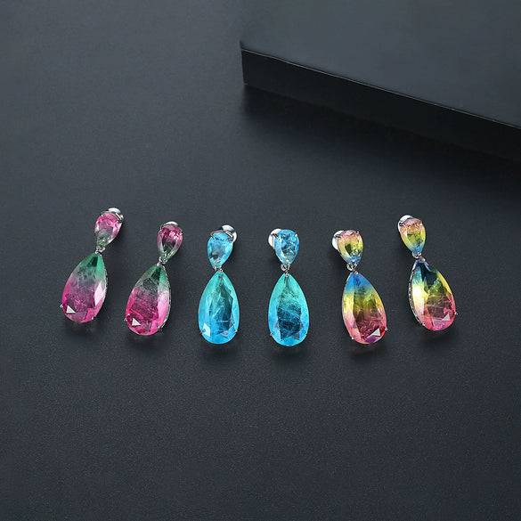 Copper Zircon Drop Earrings Fashionable Dangle Ear Jewelry For Party And Formal Dress Accessories