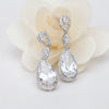 Copper Zircon Drop Earrings With Electroplated Finish For Bridal Wedding And Party Wear