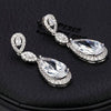 Copper Zircon Drop Earrings With Electroplated Finish For Bridal Wedding And Party Wear