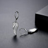 Copper Zircon Feather And Angel Wing Ear Hook Earrings With Geometric Design And Electroplated Finish For Women