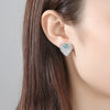 Copper Zircon Heart Shaped Double Love Stud Earrings Full Diamond Inlay Two Way Fashion Ear Jewelry For Women
