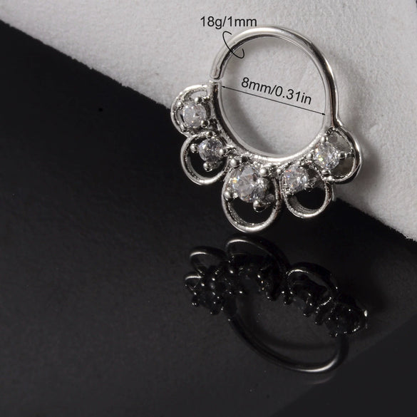 Copper Zircon Nose Rings Earrings Ear Bone Rings Body Piercing Earrings Unisex Geometric Electroplated