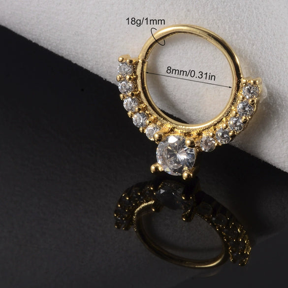 Copper Zircon Nose Rings Earrings Ear Bone Rings Body Piercing Earrings Unisex Geometric Electroplated