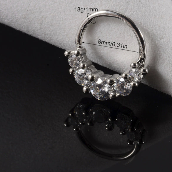 Copper Zircon Nose Rings Earrings Ear Bone Rings Body Piercing Earrings Unisex Geometric Electroplated