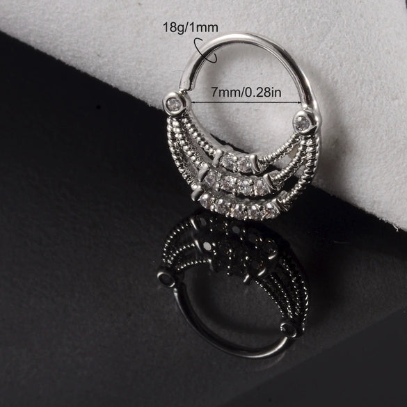 Copper Zircon Nose Rings Earrings Ear Bone Rings Body Piercing Earrings Unisex Geometric Electroplated