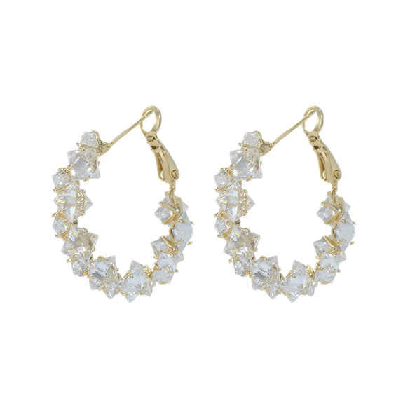 Copper Zirconia Geometric Hoop Earrings For Women