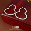Copper Zirconia Hollow Gourd Women's Earrings With Flower And Geometric Pattern Sophisticated Style