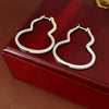 Copper Zirconia Hollow Gourd Women's Earrings With Flower And Geometric Pattern Sophisticated Style