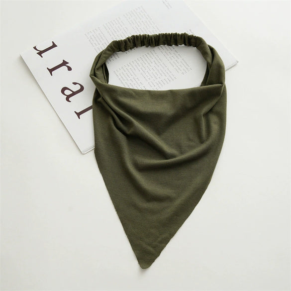 Cotton Extended Triangle Scarf And Headband Turban Headwear With Geometric Style