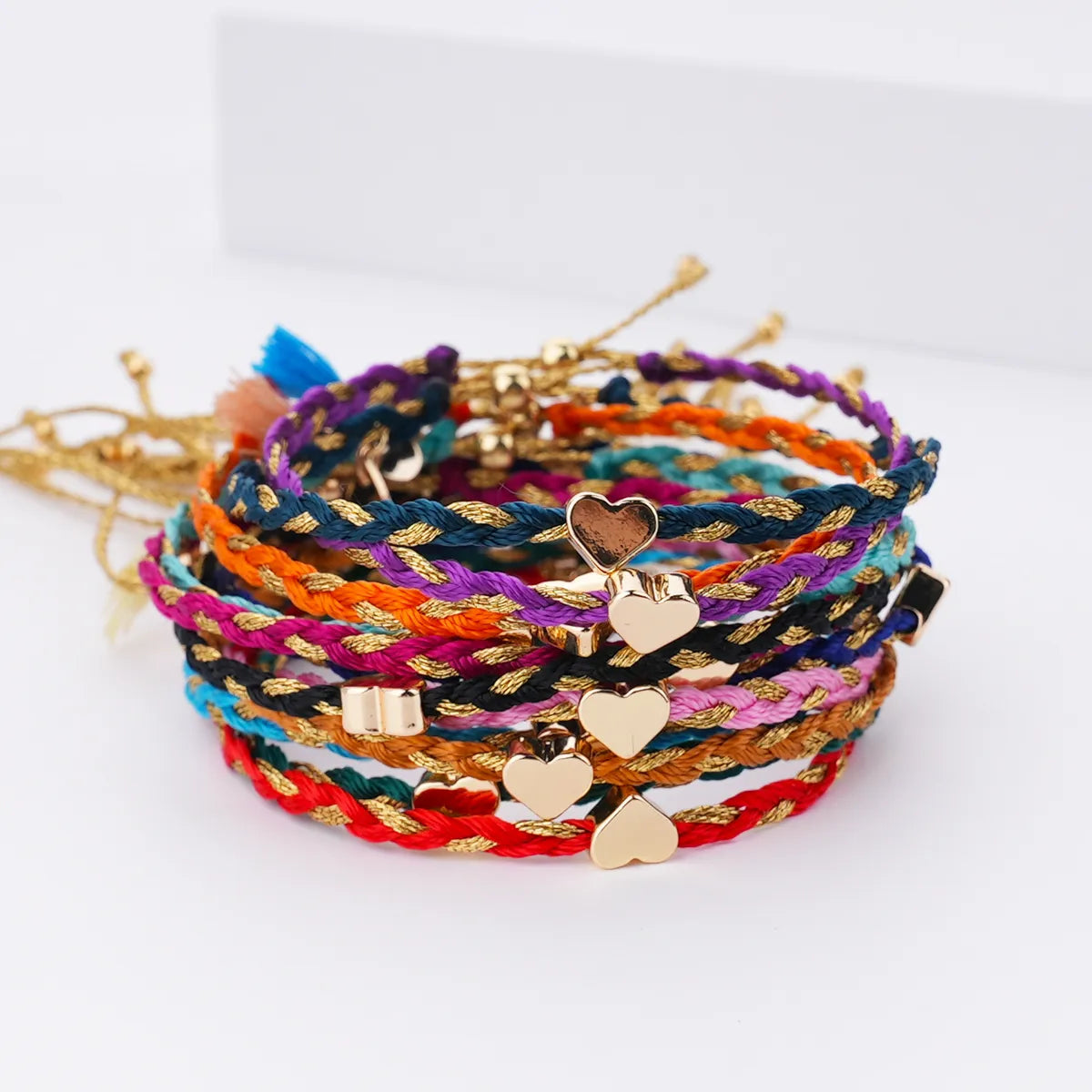 Cotton Rope Copper Simple Style Classic Style Commute Heart Shape Drawstring Bracelets