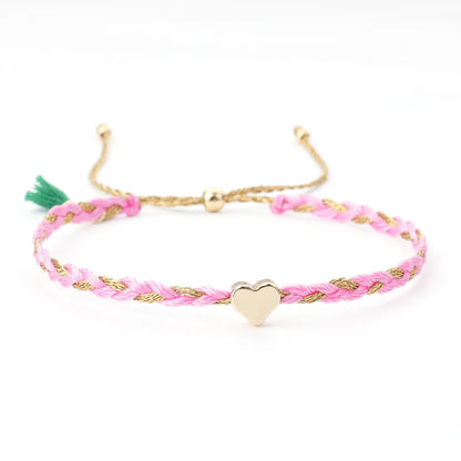 Cotton Rope Copper Simple Style Classic Style Commute Heart Shape Drawstring Bracelets