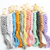 Cotton Rope Tassel Handwoven Keychain Pendant With Cross Crown Roman Numerals Bohemian Retro Style